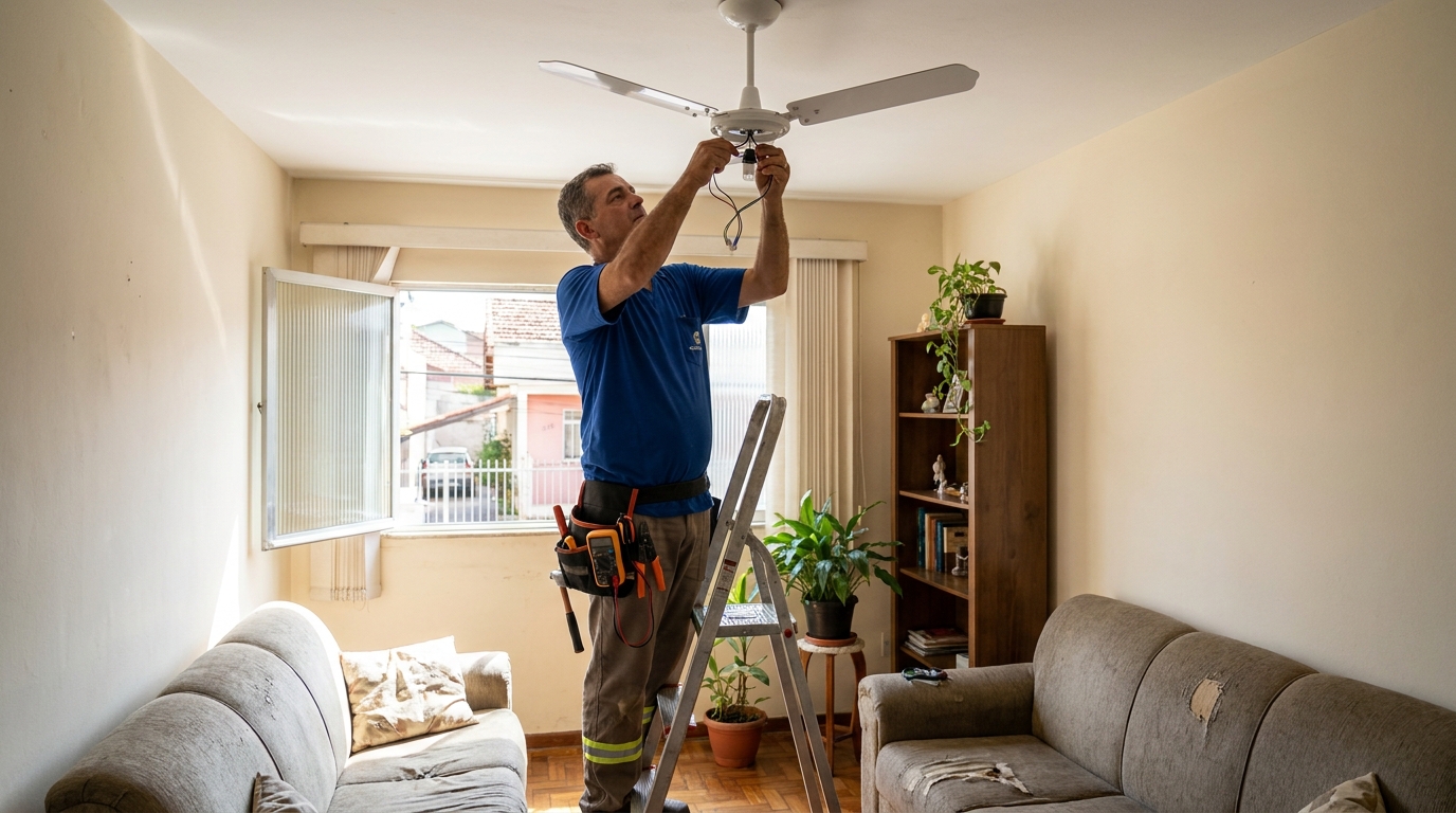 Montagem de Ventilador no Coroado, Guarapari‑ES